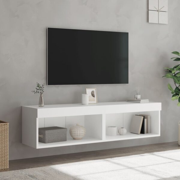 Szafki pod TV, z oświetleniem LED, 2 szt., białe, 60x30x30 cm - obrazek 5