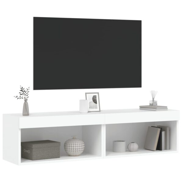 Szafki pod TV, z oświetleniem LED, 2 szt., białe, 60x30x30 cm - obrazek 6