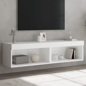 Szafki pod TV, z oświetleniem LED, 2 szt., białe, 60x30x30 cm