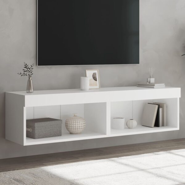 Szafki pod TV, z oświetleniem LED, 2 szt., białe, 60x30x30 cm