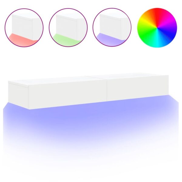 Szafki telewizyjne z LED, 2 szt., białe, 60x35x15,5 cm - obrazek 2