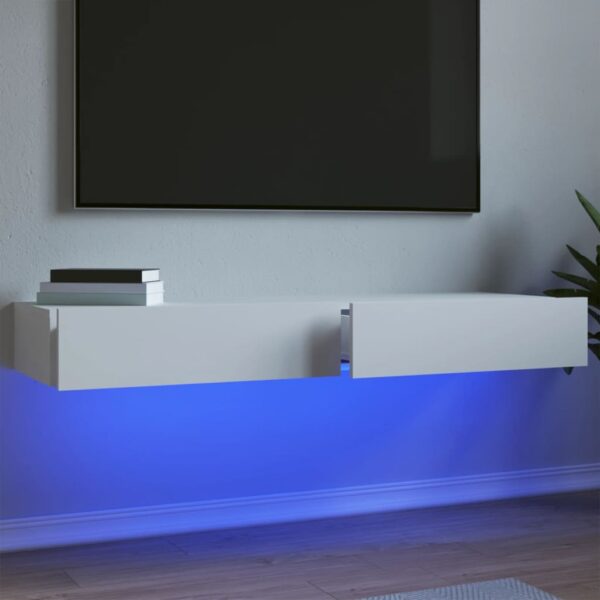 Szafki telewizyjne z LED, 2 szt., białe, 60x35x15,5 cm