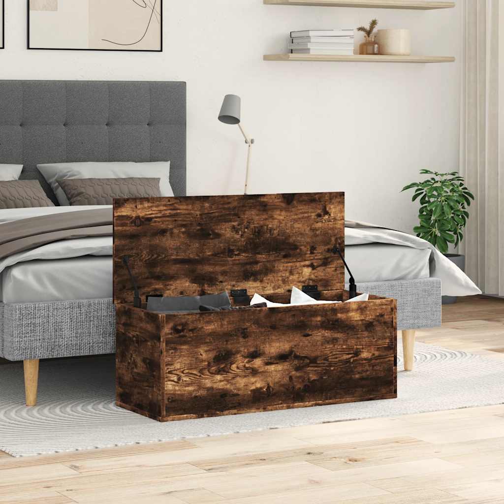Skrzynia, przydymiony dąb, 90x35x35 cm, materiał drewnopochodny - obrazek 3
