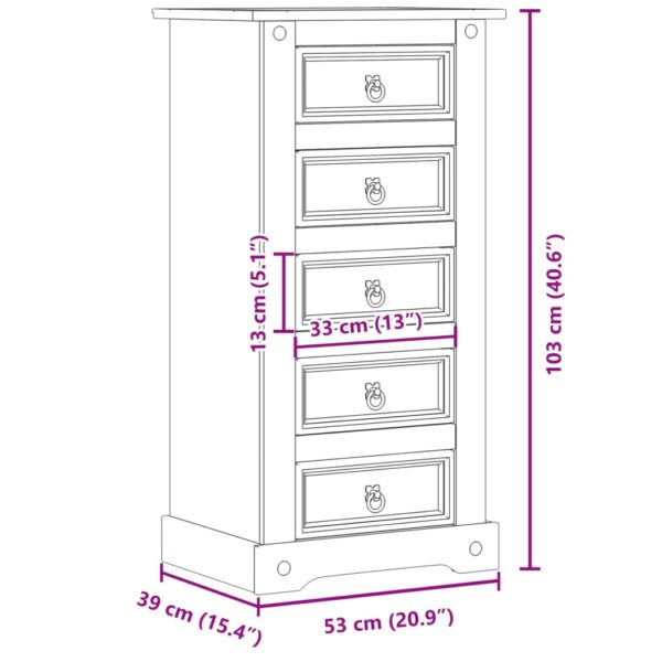 Szafka nocna Corona, 53x39x103 cm, lite drewno sosnowe - obrazek 7