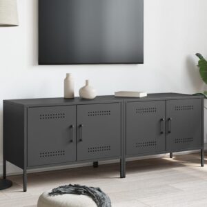 Szafki RTV, 2 szt., czarne, 68x39x50,5 cm, stalowe
