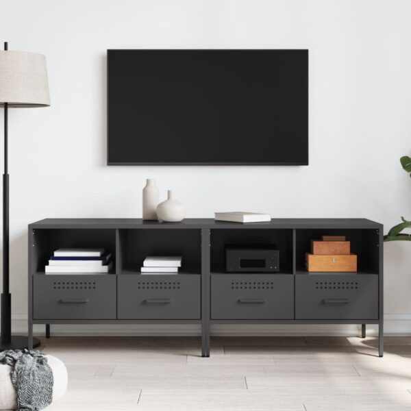 Szafki RTV, 2 szt., czarne, 68x39x50,5 cm, stalowe - obrazek 3