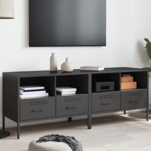 Szafki RTV, 2 szt., czarne, 68x39x50,5 cm, stalowe