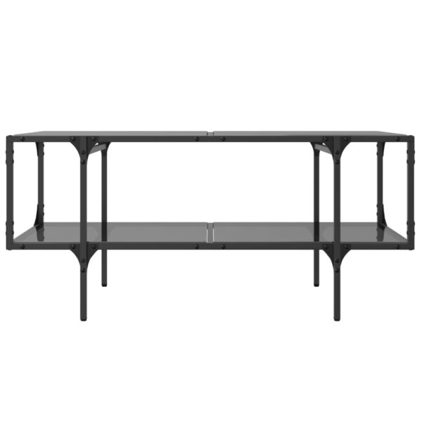 Stolik kawowy z czarnym, szklanym blatem, 98,5x50x45 cm, stal - obrazek 4