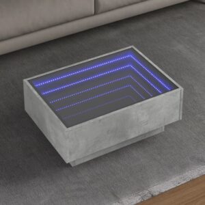 Stolik kawowy z LED, szarość betonu, 70x50x30 cm