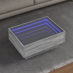 Stolik kawowy z LED, szary dąb sonoma, 70x50x30 cm