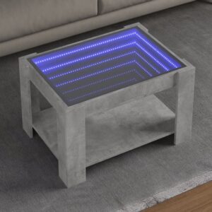 Stolik kawowy z LED, szarość betonu, 73x53x45 cm