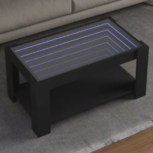 Stolik kawowy z LED czarny 93x53x45 cm, materiał drewnopochodny