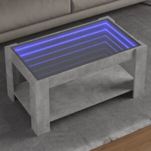 Stolik kawowy z LED, szarość betonu, 93x53x45 cm
