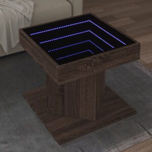 Stolik kawowy z LED, brązowy dąb, 50x50x45 cm