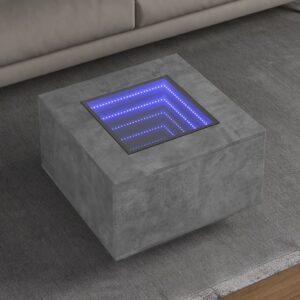 Stolik kawowy z LED, szarość betonu, 60x60x40 cm