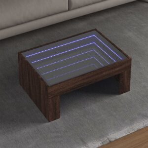 Stolik kawowy z LED Infinity, brązowy dąb, 70x50x30 cm