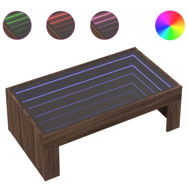 Stolik kawowy z LED Infinity, brązowy dąb, 90x50x30 cm - obrazek 2
