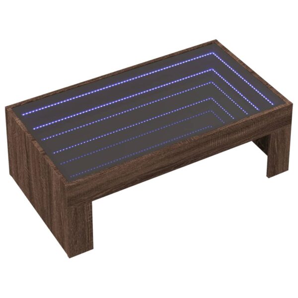 Stolik kawowy z LED Infinity, brązowy dąb, 90x50x30 cm - obrazek 3