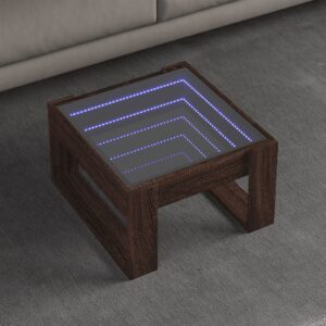 Stolik kawowy z LED Infinity, brązowy dąb, 50x53x30 cm