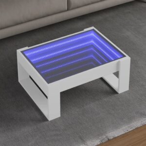 Stolik kawowy z LED Infinity, biały, 70x53x30 cm