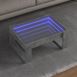 Stolik kawowy z LED Infinity, szarość betonu, 70x53x30 cm