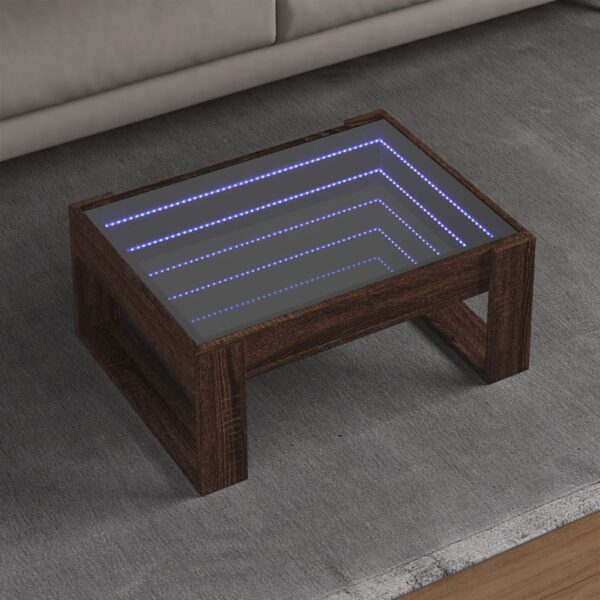 Stolik kawowy z LED Infinity, brązowy dąb, 70x53x30 cm