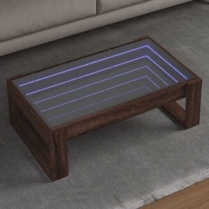 Stolik kawowy z LED Infinity, brązowy dąb, 90x53x30 cm