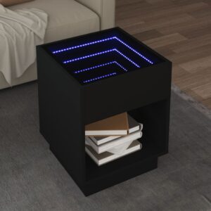 Stolik kawowy z LED Infinity, czarny, 40x40x50 cm