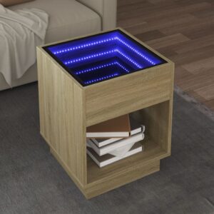 Stolik kawowy z LED Infinity, dąb sonoma, 40x40x50 cm