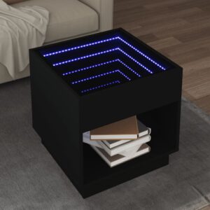 Stolik kawowy z LED Infinity, czarny, 50x50x50 cm