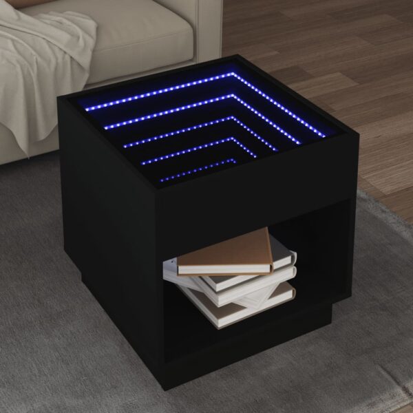 Stolik kawowy z LED Infinity, czarny, 50x50x50 cm