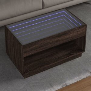 Stolik kawowy z LED Infinity, brązowy dąb, 90x50x50 cm