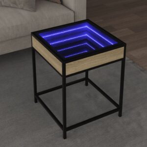 Stolik kawowy z LED Infinity, dąb sonoma, 40x40x51 cm