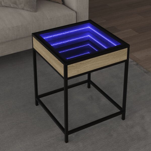 Stolik kawowy z LED Infinity, dąb sonoma, 40x40x51 cm