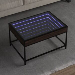 Stolik kawowy z LED Infinity, brązowy dąb, 70x50x41 cm