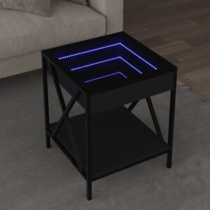 Stolik kawowy z LED Infinity, czarny, 40x40x49 cm