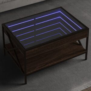 Stolik kawowy z LED Infinity, brązowy dąb, 70x50x38 cm