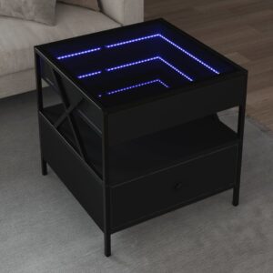Stolik kawowy z LED Infinity, czarny, 50x50x51 cm