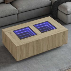 Stolik kawowy z LED Infinity, dąb sonoma, 116x69x40 cm
