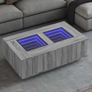 Stolik kawowy z LED Infinity, szary dąb sonoma, 116x69x40 cm