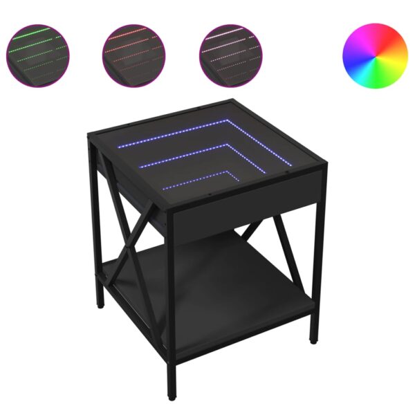 Stolik nocny z LED Infinity, czarny, 40x40x49 cm - obrazek 2