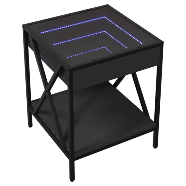 Stolik nocny z LED Infinity, czarny, 40x40x49 cm - obrazek 3