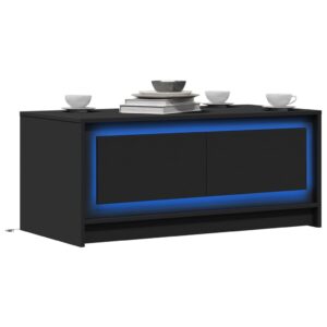 Stolik kawowy z LED, czarny, materiał drewnopochodny