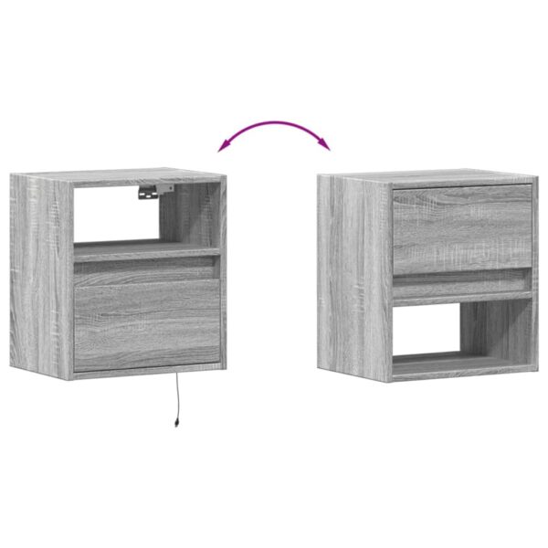 Wiszące szafki nocne z LED, 2 szt., szary dąb sonoma - obrazek 10