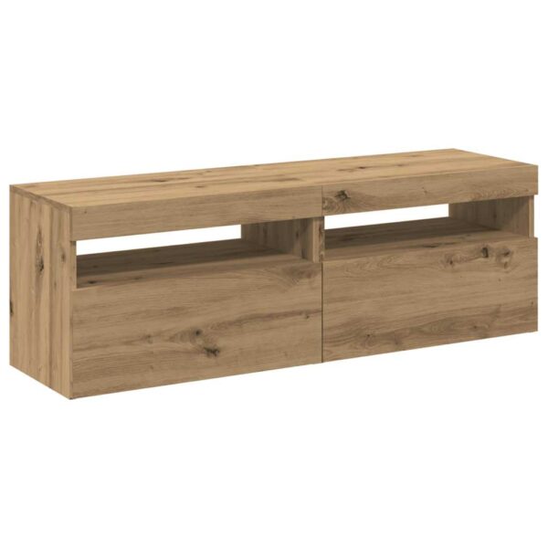 Szafki TV z LED, 2 szt., dąb artisan, materiał drewnopochodny - obrazek 6