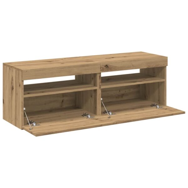 Szafki TV z LED, 2 szt., dąb artisan, materiał drewnopochodny - obrazek 7