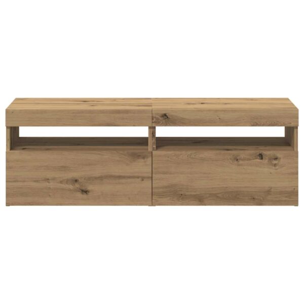 Szafki TV z LED, 2 szt., dąb artisan, materiał drewnopochodny - obrazek 8