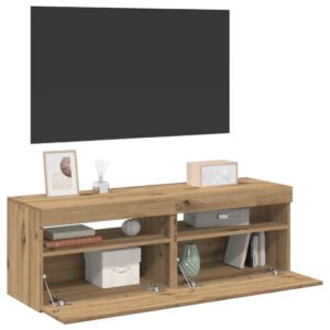 Szafki TV z LED, 2 szt., dąb artisan, materiał drewnopochodny