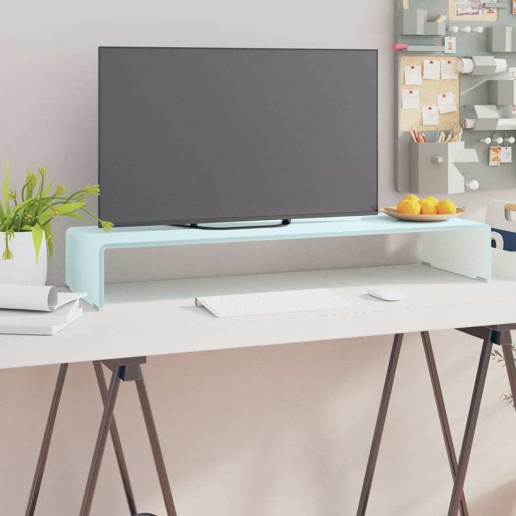 Podstawka pod monitor / TV, zielone szkło, 90x30x13 cm