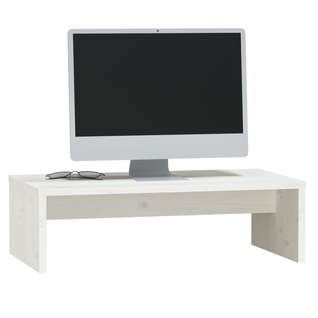 Podstawka na monitor, biała, 50x27x15 cm, lite drewno sosnowe - obrazek 4